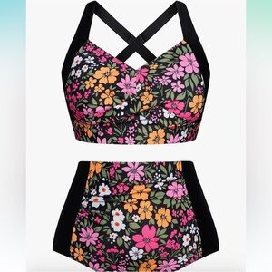 NWOT Hanna Nikole Womens High Waisted Bikini Set